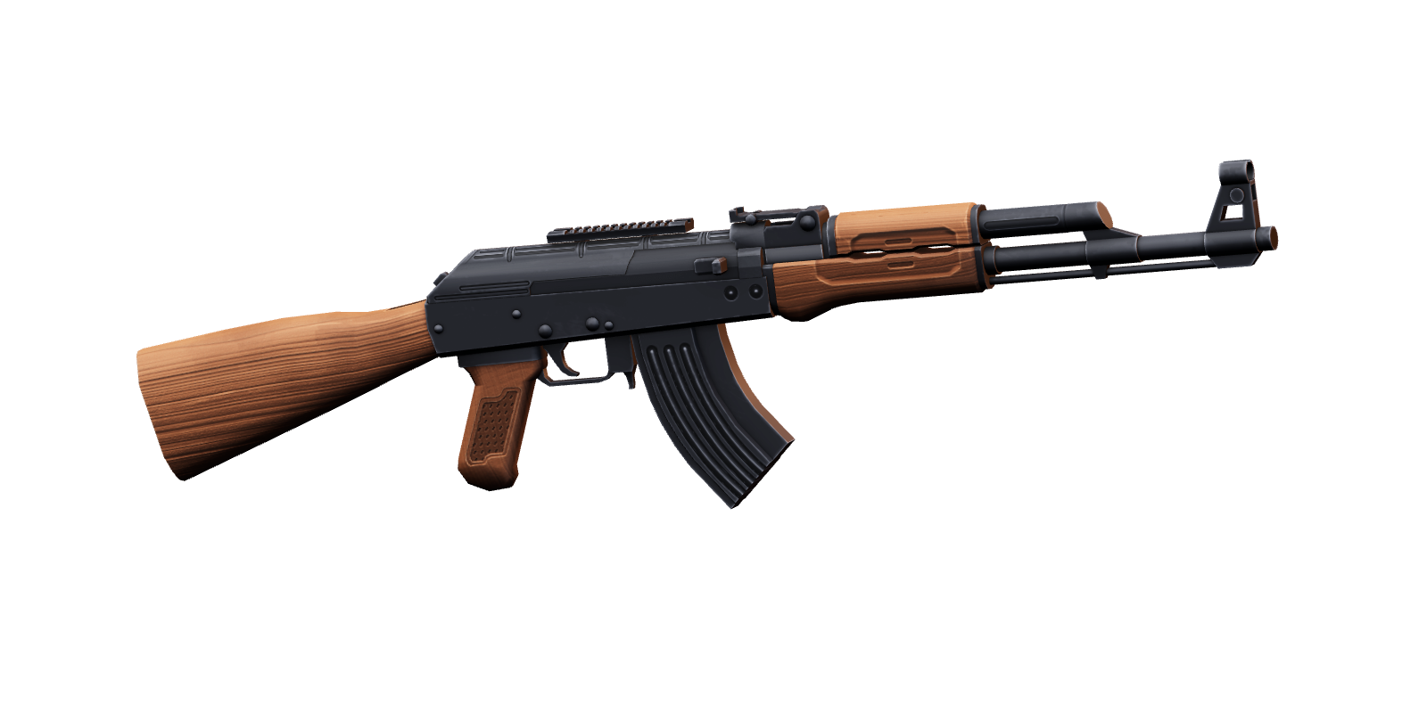 Complete original Krunker assault rifle, from wooden stock to muzzle