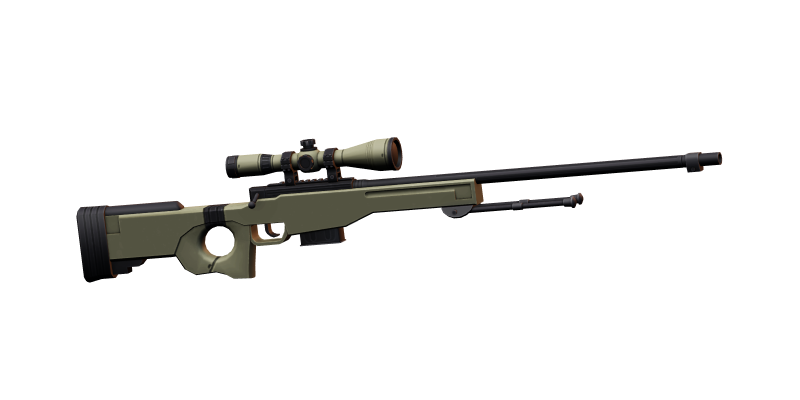 Complete original Krunker sniper rifle, including stock, scope and long barrel